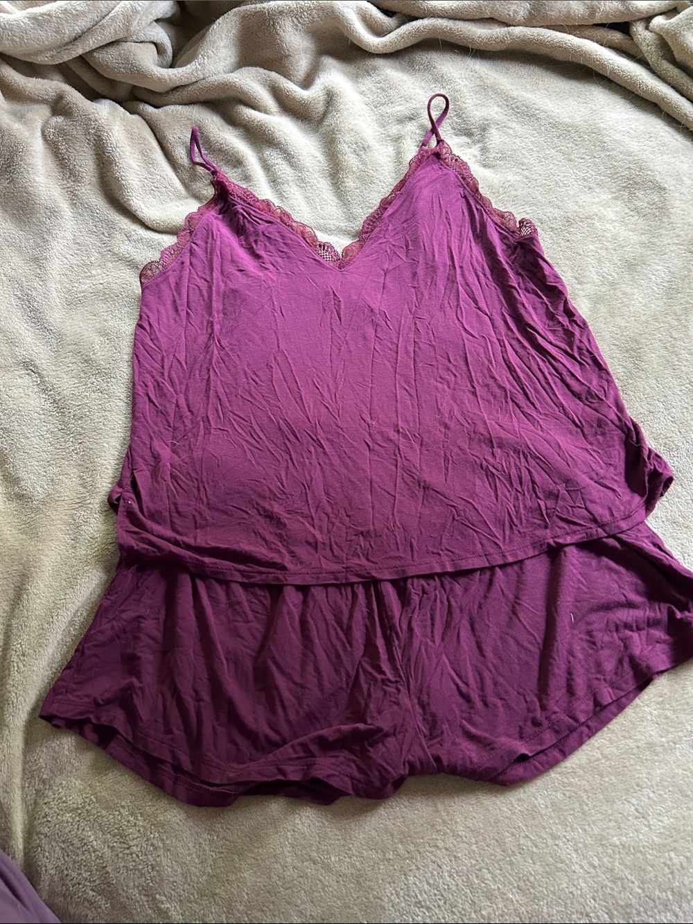 Victoria's Secret Plum Lace Cami and short pajama set